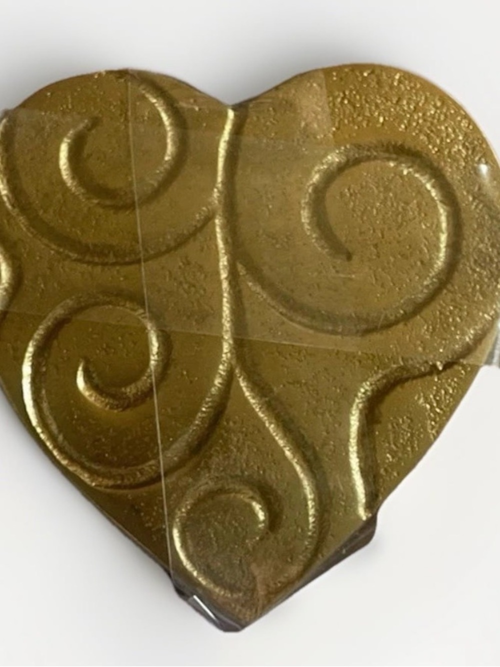 New-Gold Heart-Shaped Swirl Pattern Textured Coaster Set of 4 with Non-Slip Pads
